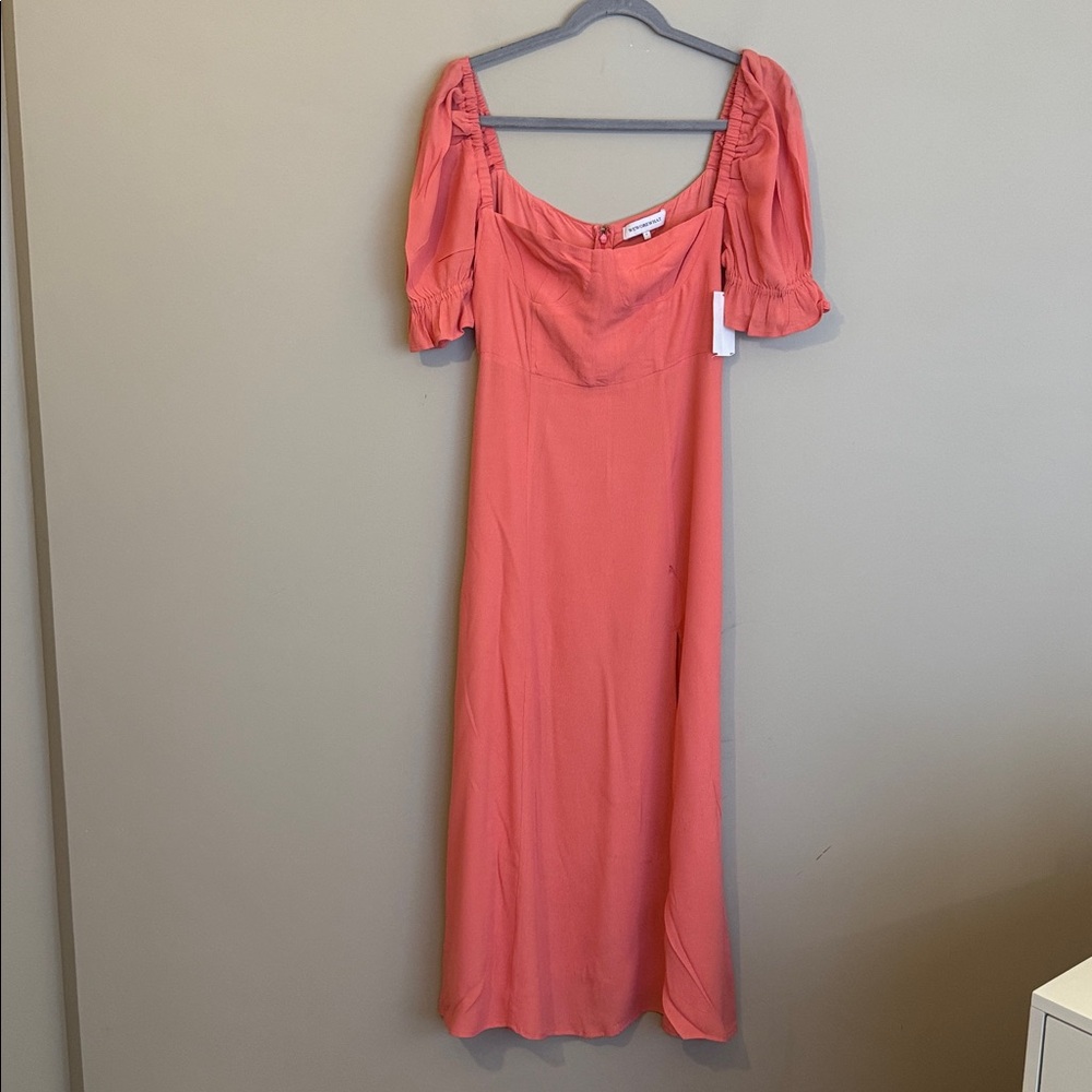 WEWOREWHAT Puff Sleeve Dress, Coral, size 6 - Picture 4 of 12